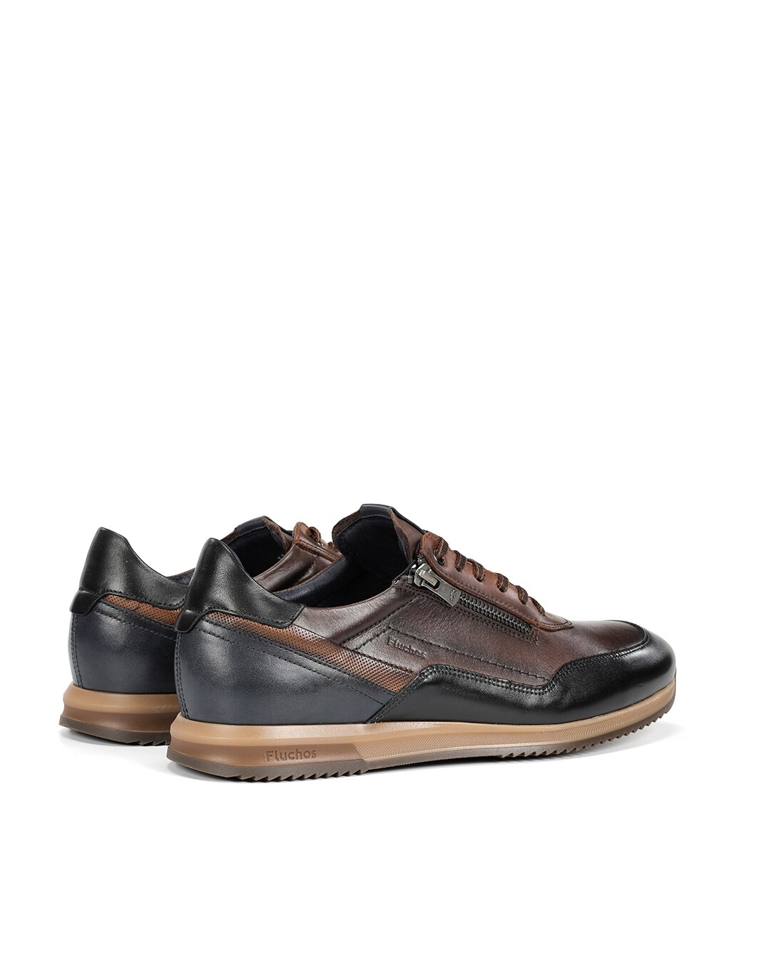 Sapatos de Cordões Fabricados em Pele Castanho-claro-3