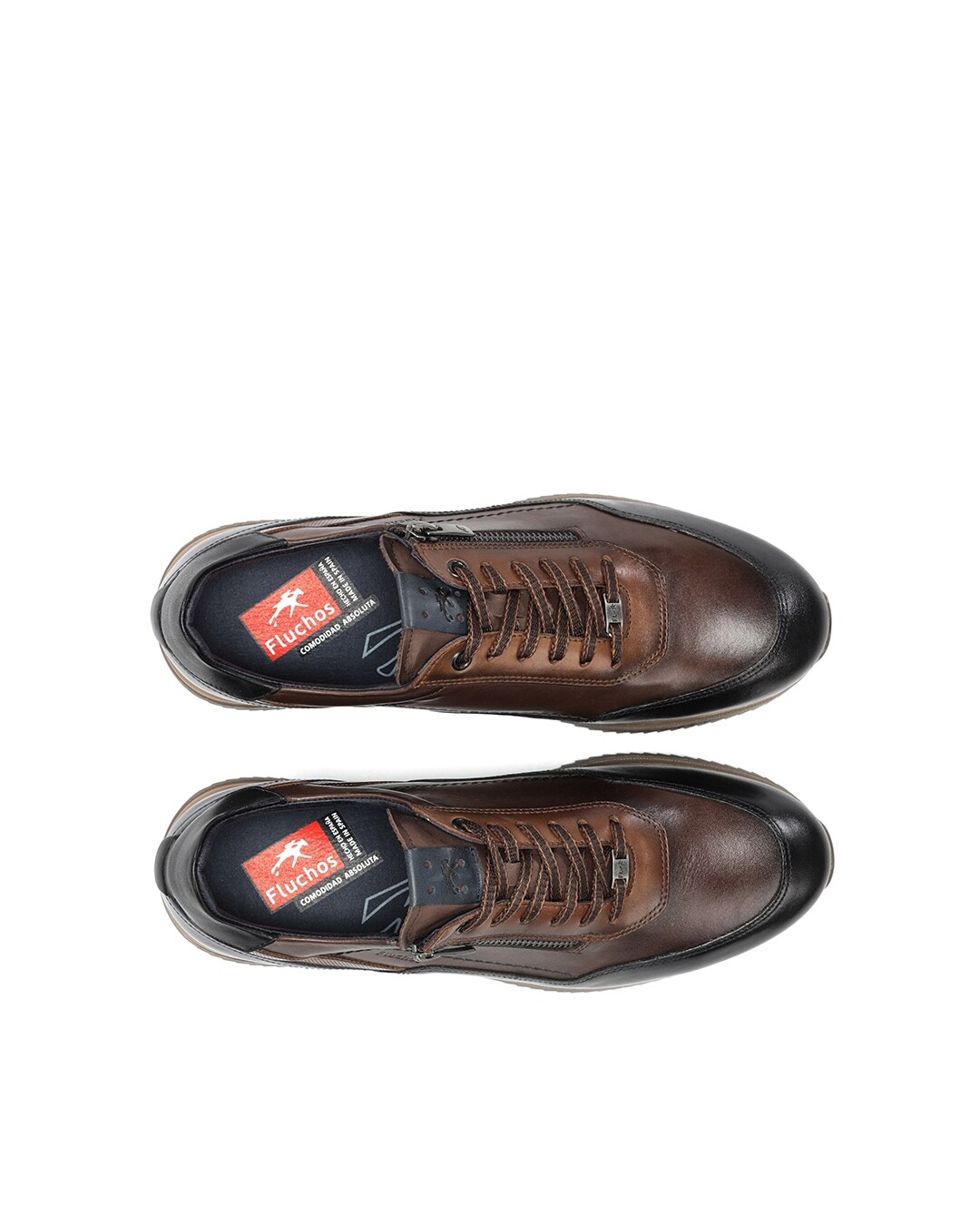Sapatos de Cordões Fabricados em Pele Castanho-claro-5