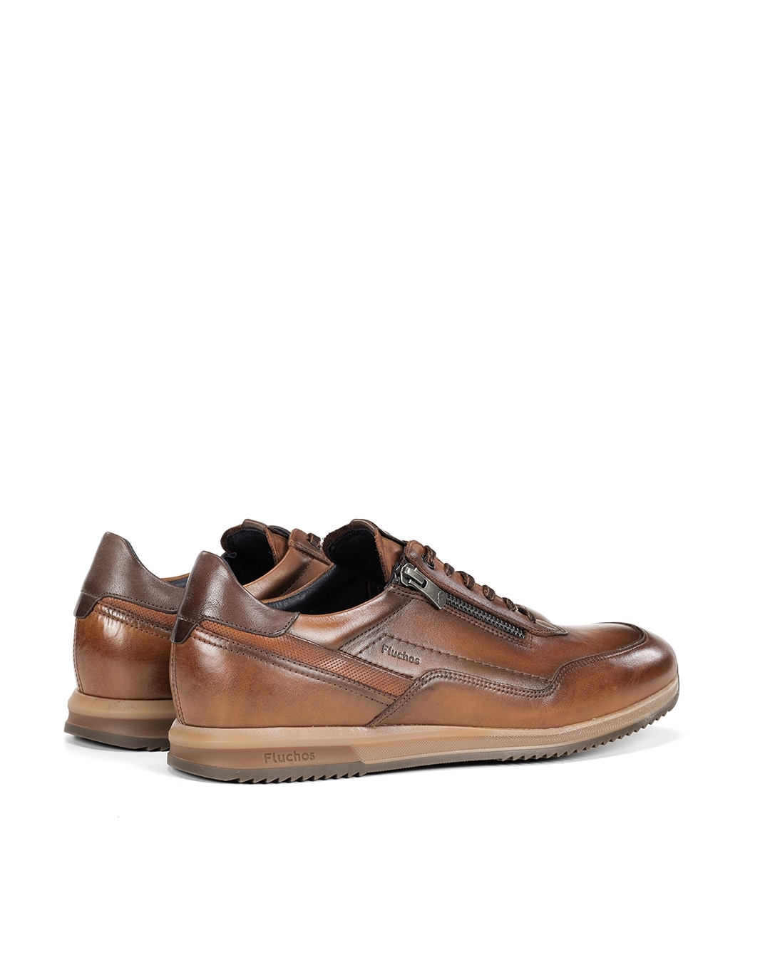 Sapatos de Cordões Fabricados em Pele Castanho-claro-3