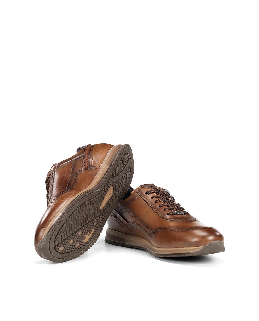 Sapatos de Cordões Fabricados em Pele Castanho-claro-4