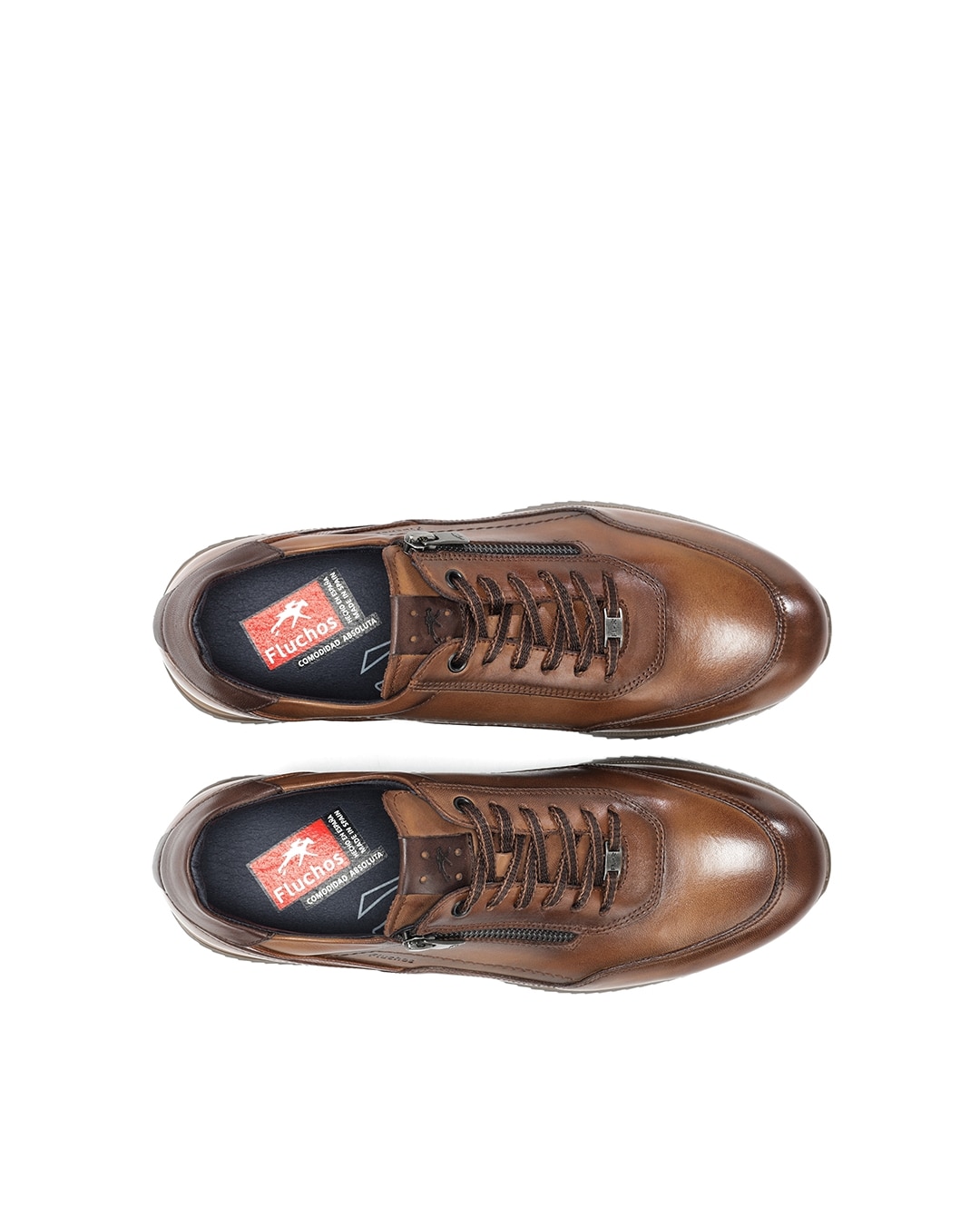 Sapatos de Cordões Fabricados em Pele Castanho-claro-5