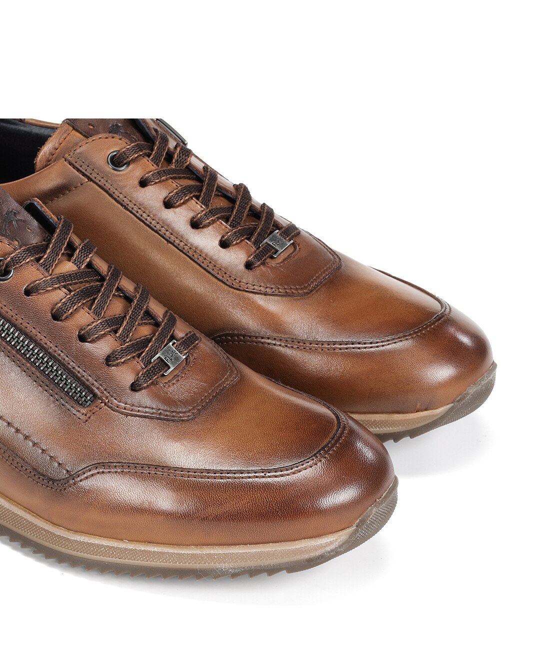 Sapatos de Cordões Fabricados em Pele Castanho-claro-6