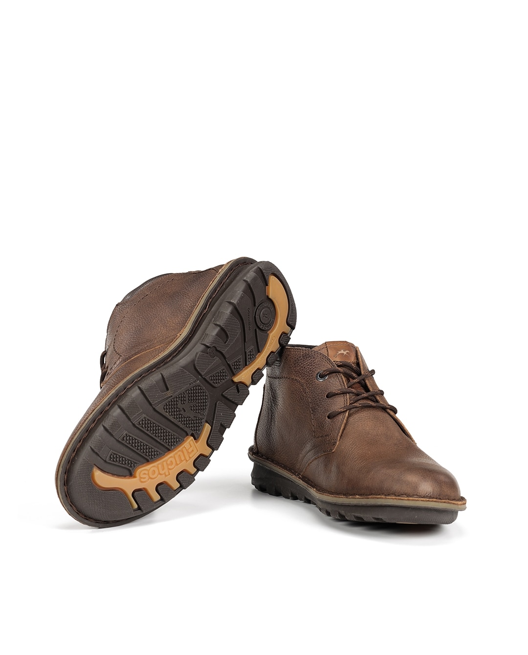 Botins Fabricados em Pele Castanho-4