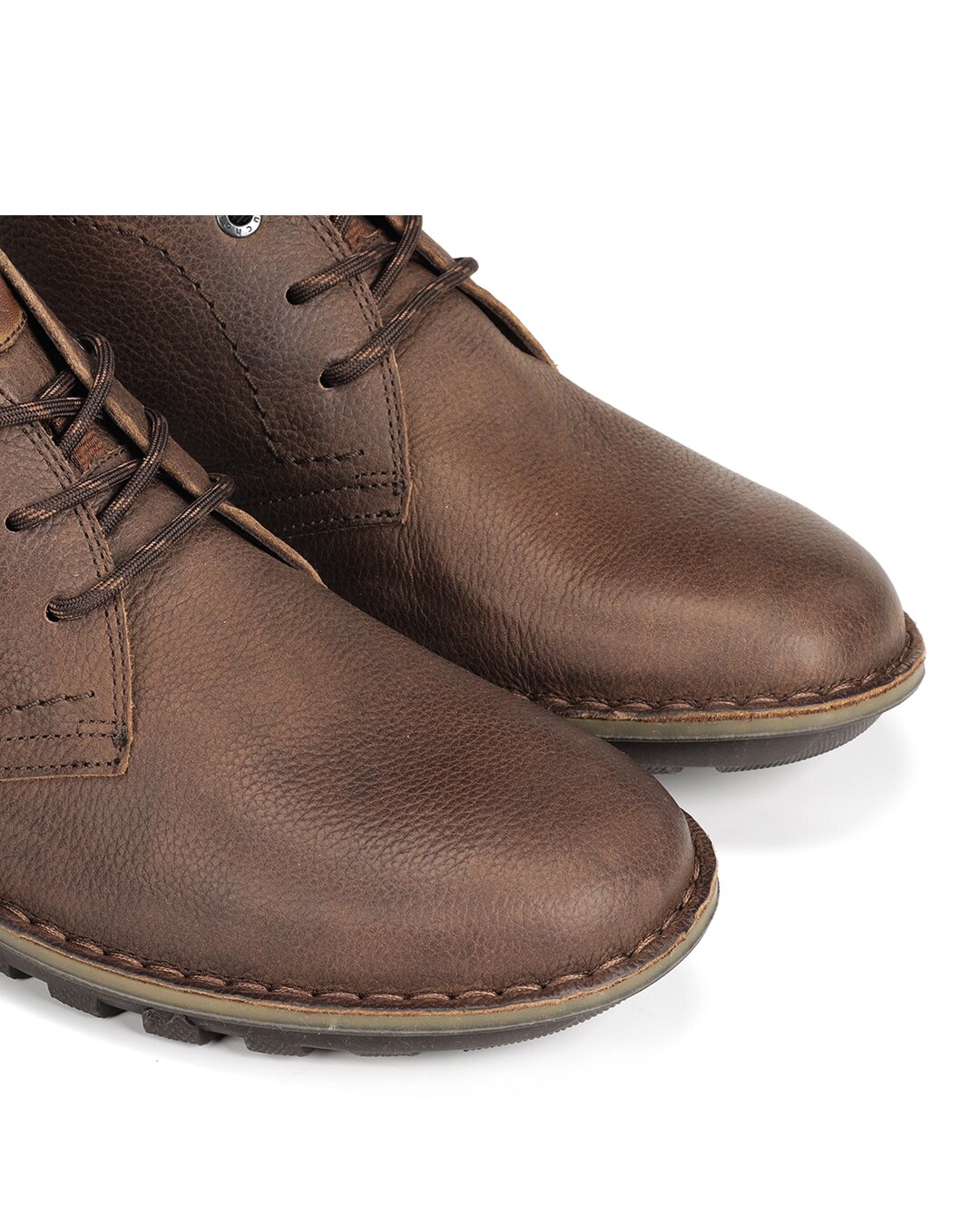 Botins Fabricados em Pele Castanho-6