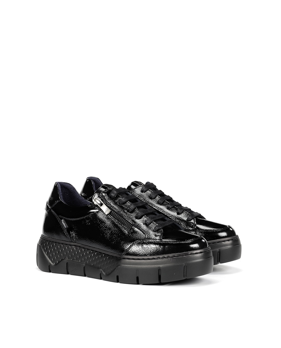 Sapatos de Cordões Fabricados em Verniz Cinzento-escuro-2