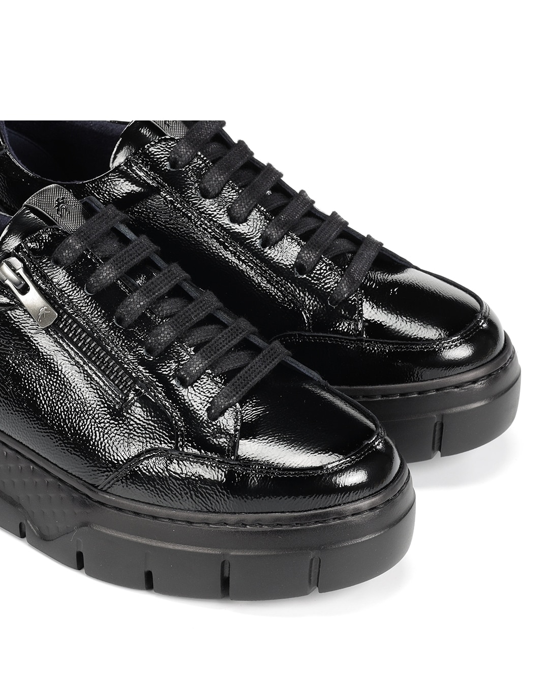 Sapatos de Cordões Fabricados em Verniz Cinzento-escuro-6