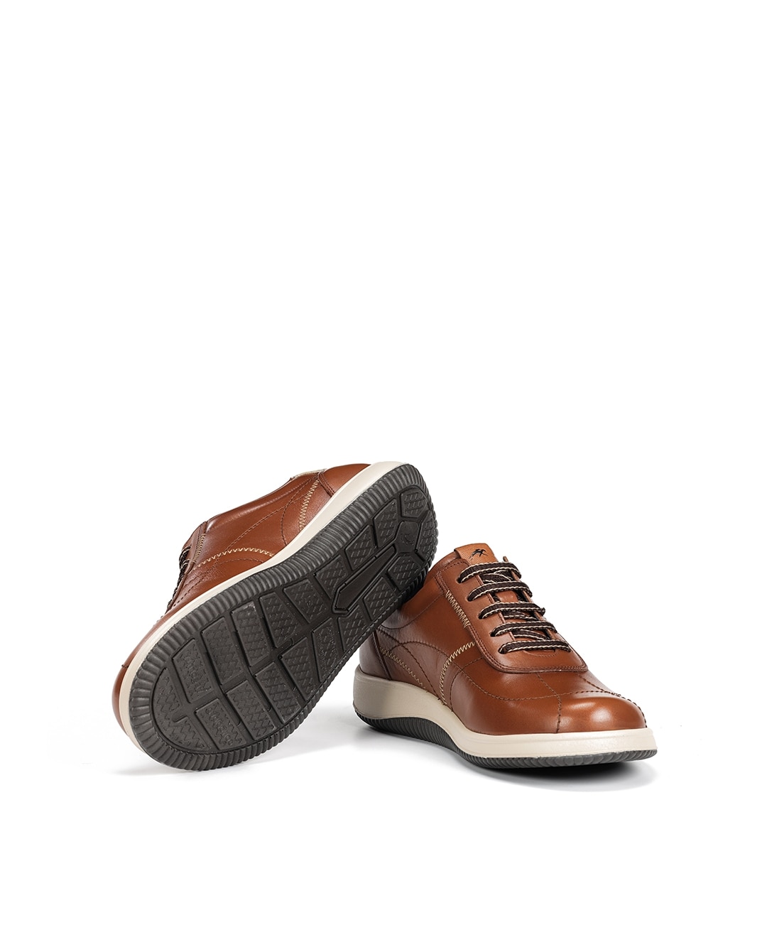 Sapatos de Cordões Fabricados em Pele Castanho-escuro-5