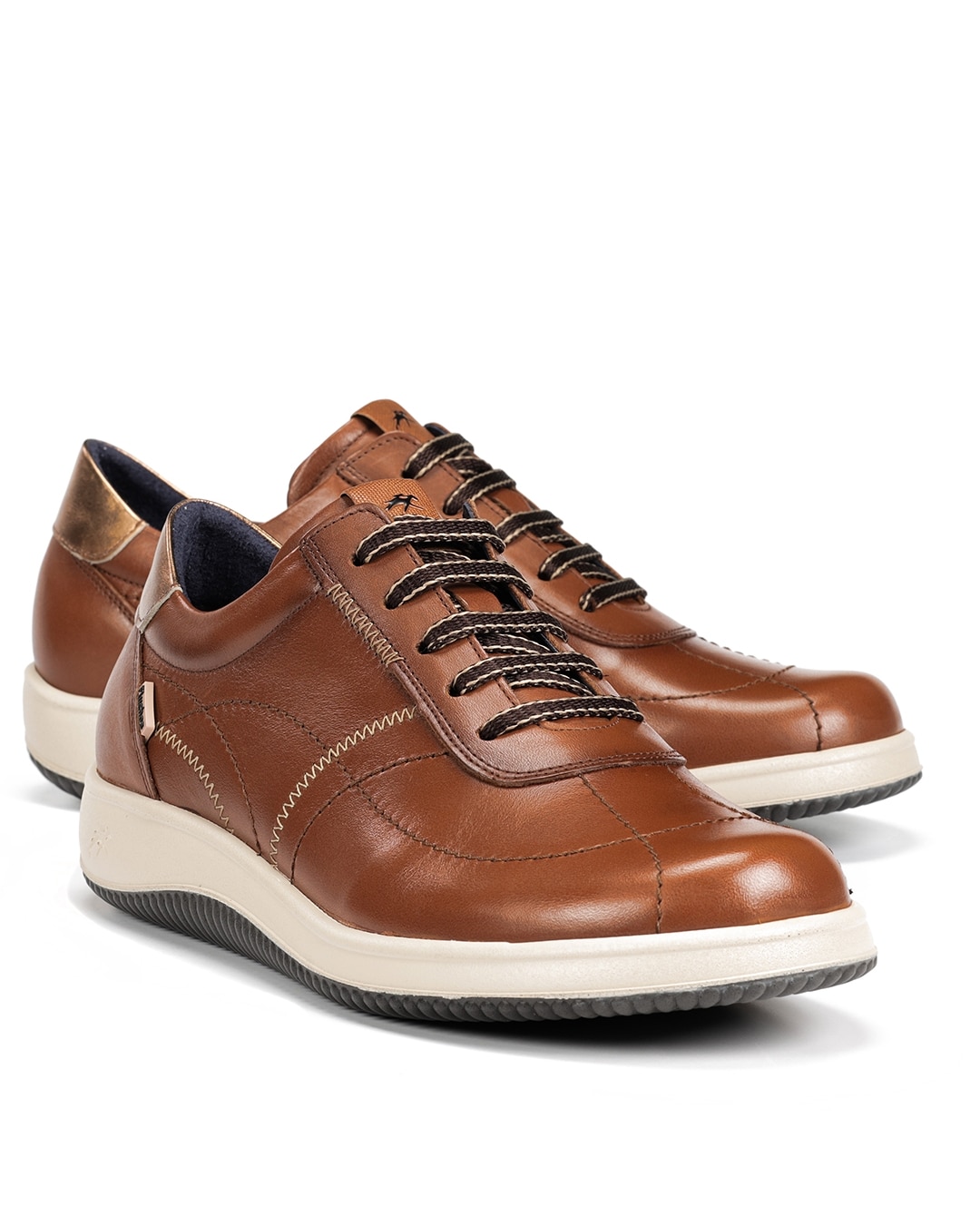 Sapatos de Cordões Fabricados em Pele Castanho-escuro-6