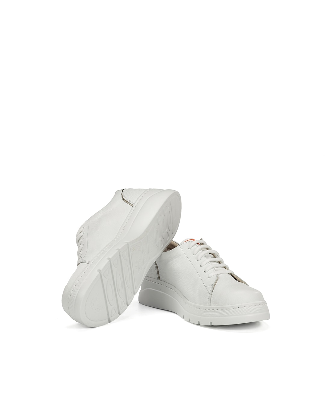 Sapatos de Cordões Fabricados em Pele Branco-4