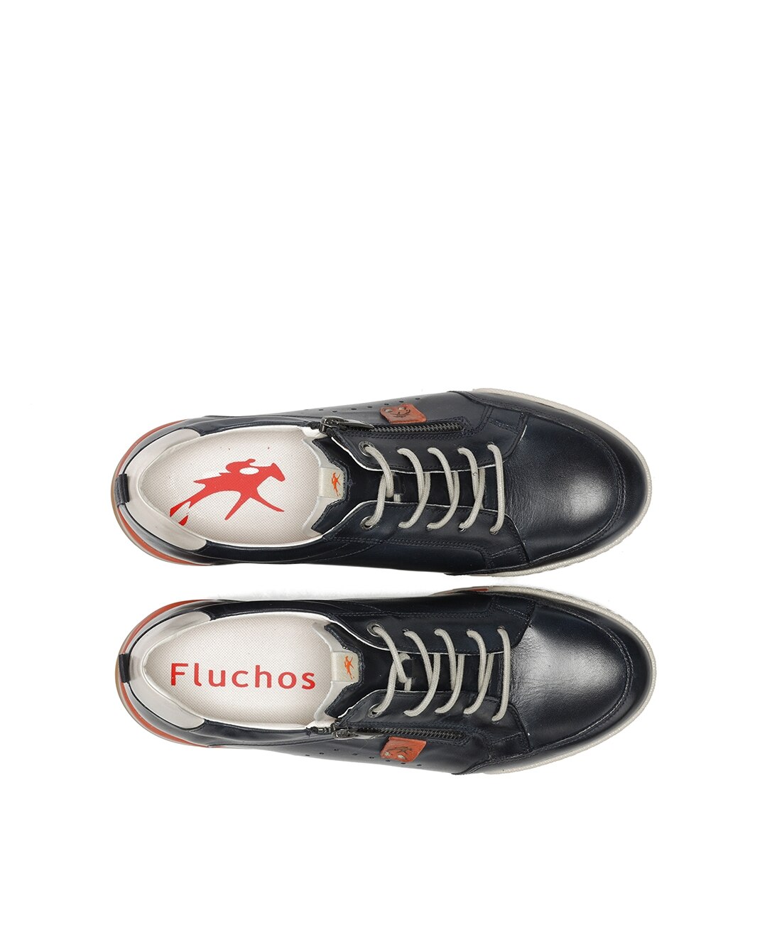 Sapatos de Cordões Fabricados em Pele Azul-5