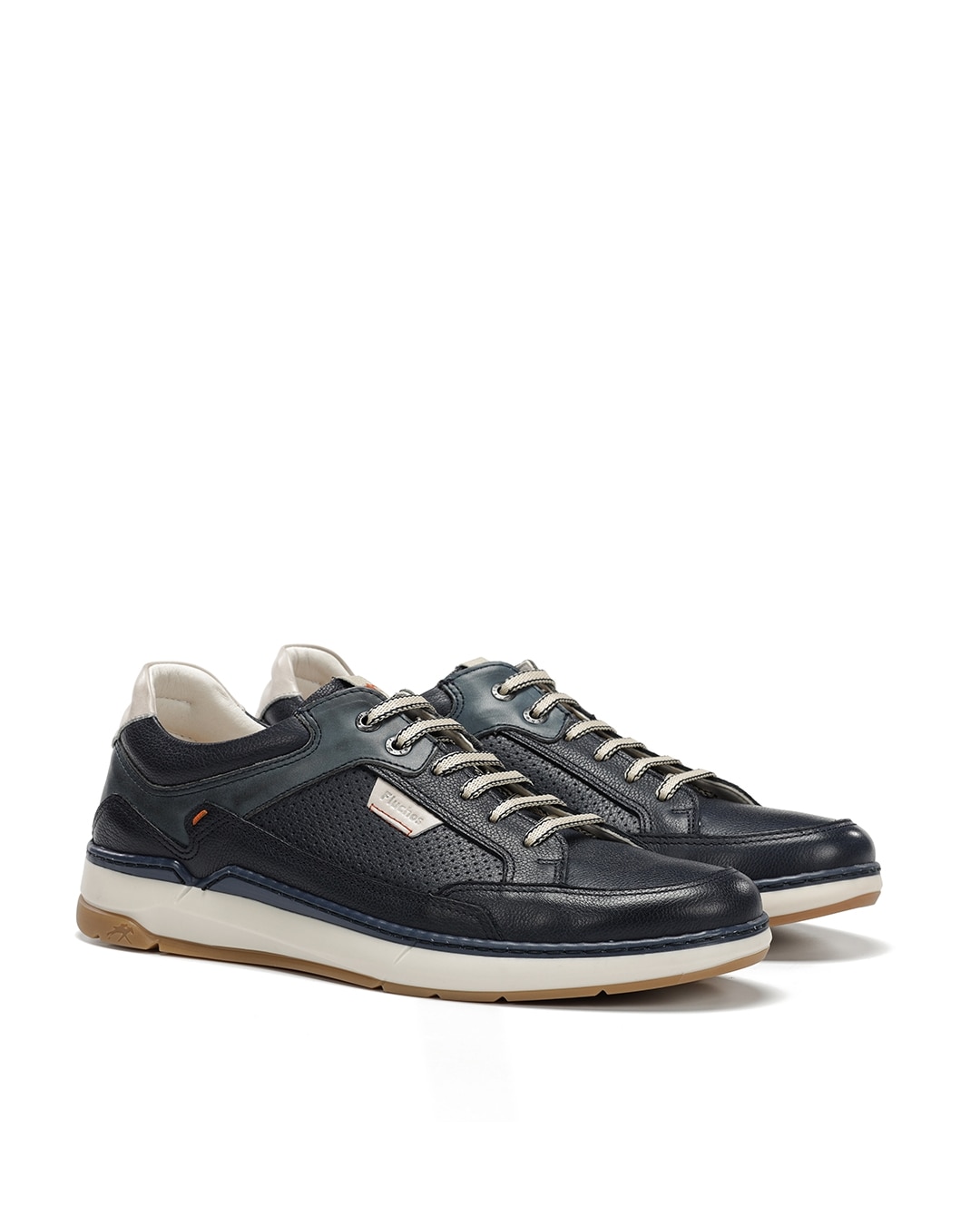 Sapatos de Cordões Fabricados em Pele Azul-2