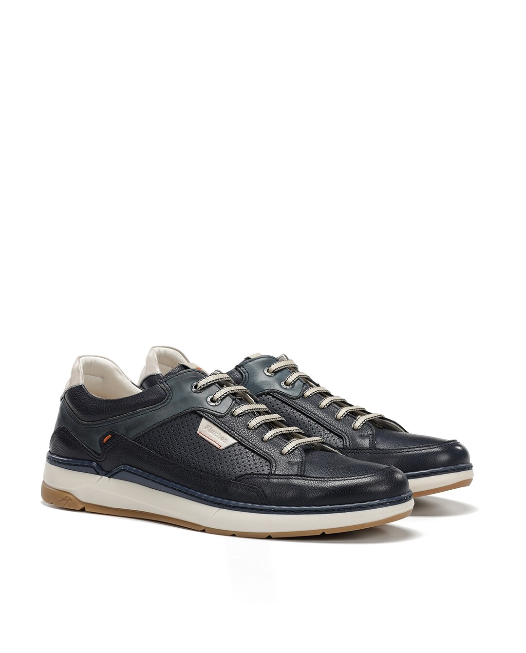 Sapatos de Cordões Fabricados em Pele Azul-2