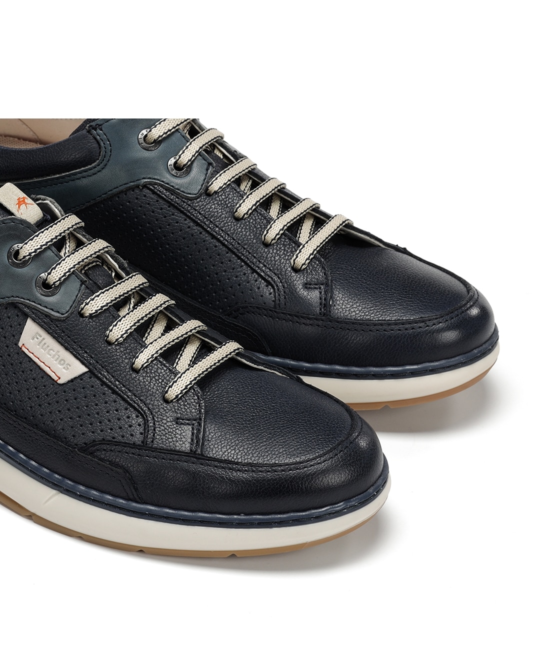 Sapatos de Cordões Fabricados em Pele Azul-6
