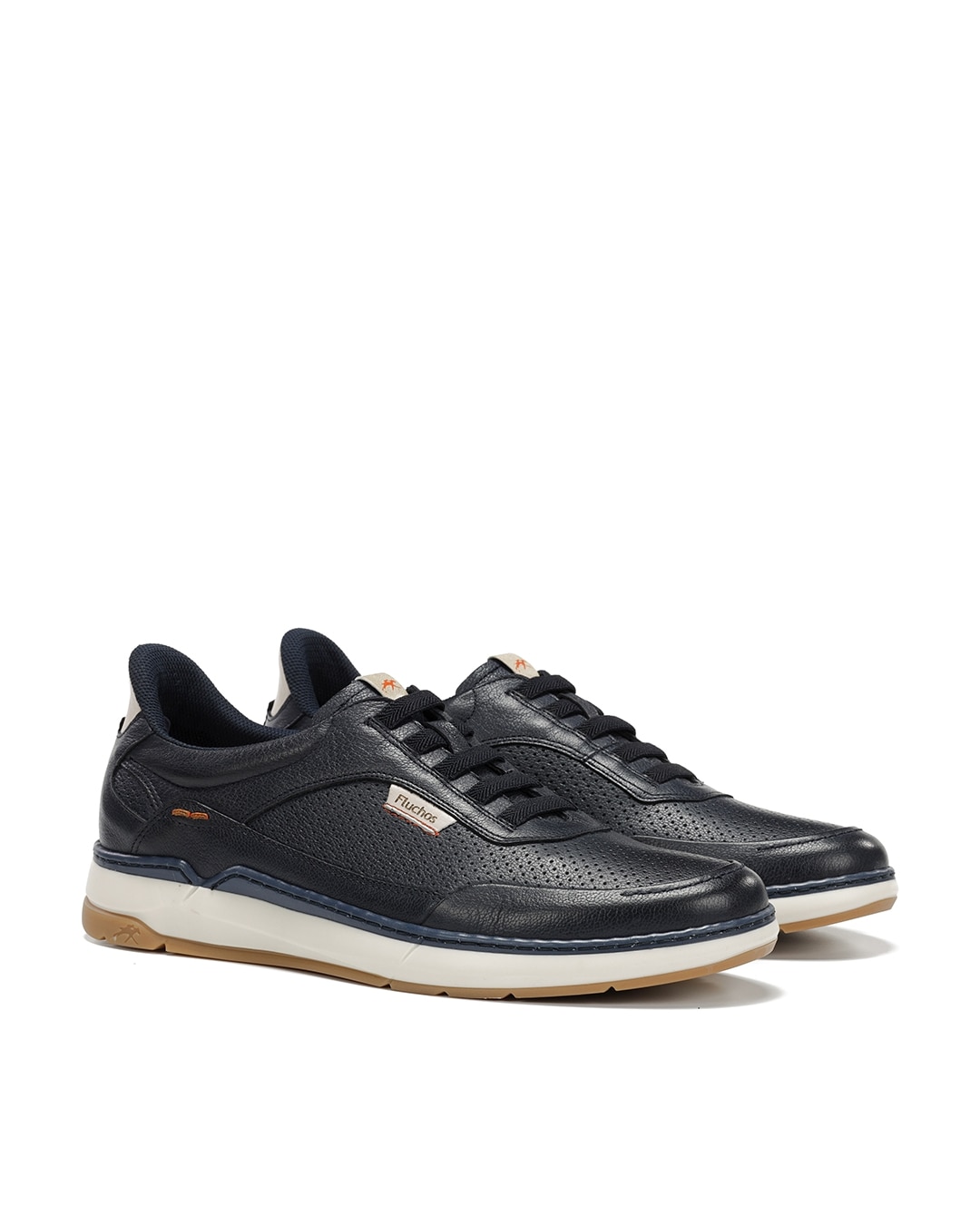 Sapatos de Cordões Fabricados em Pele Azul-2
