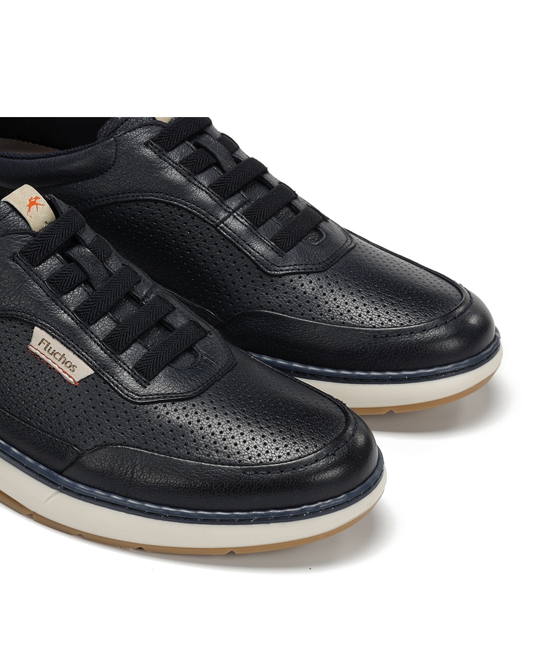 Sapatos de Cordões Fabricados em Pele Azul-6