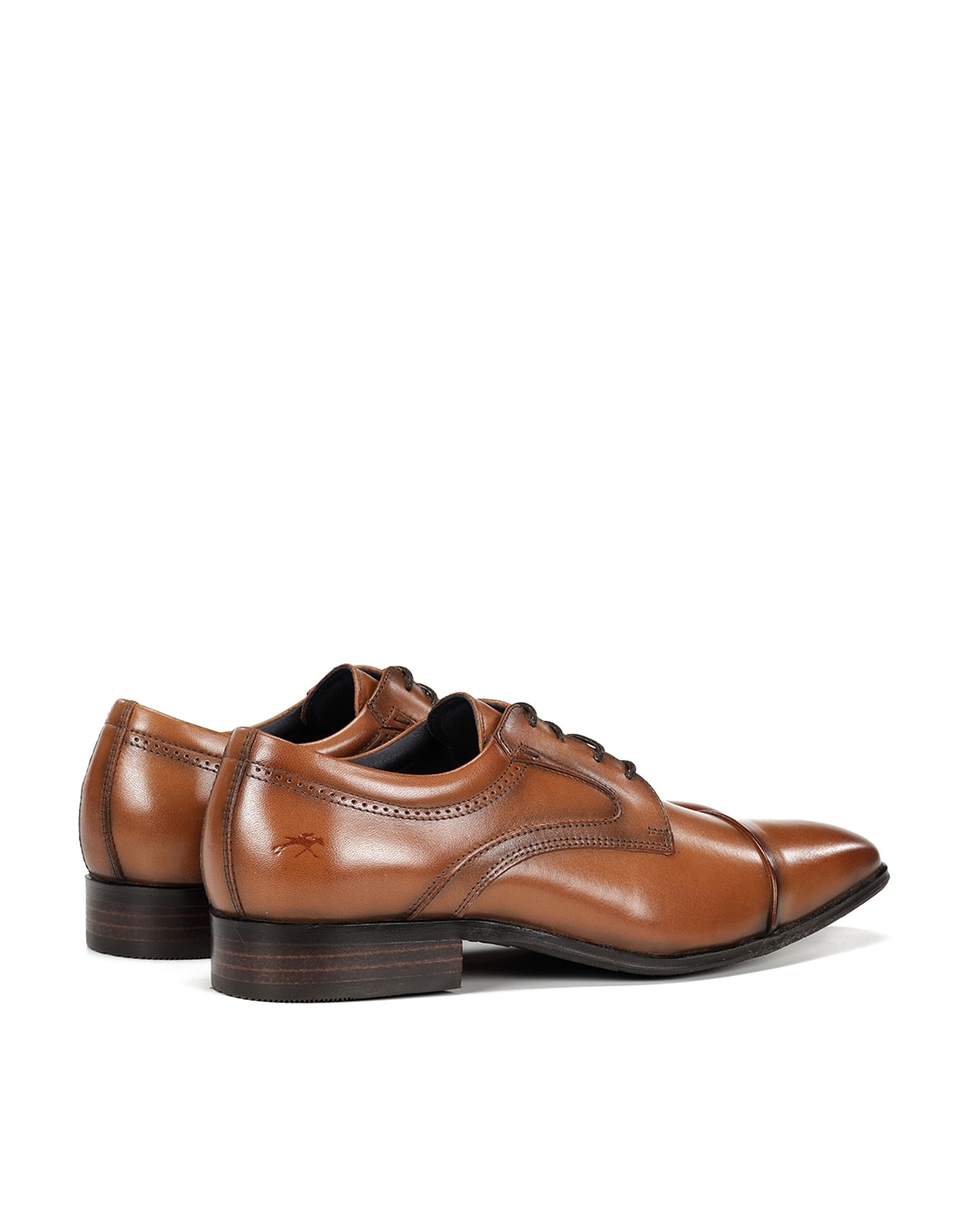Sapatos de Cordões Fabricados em Pele Castanho-3