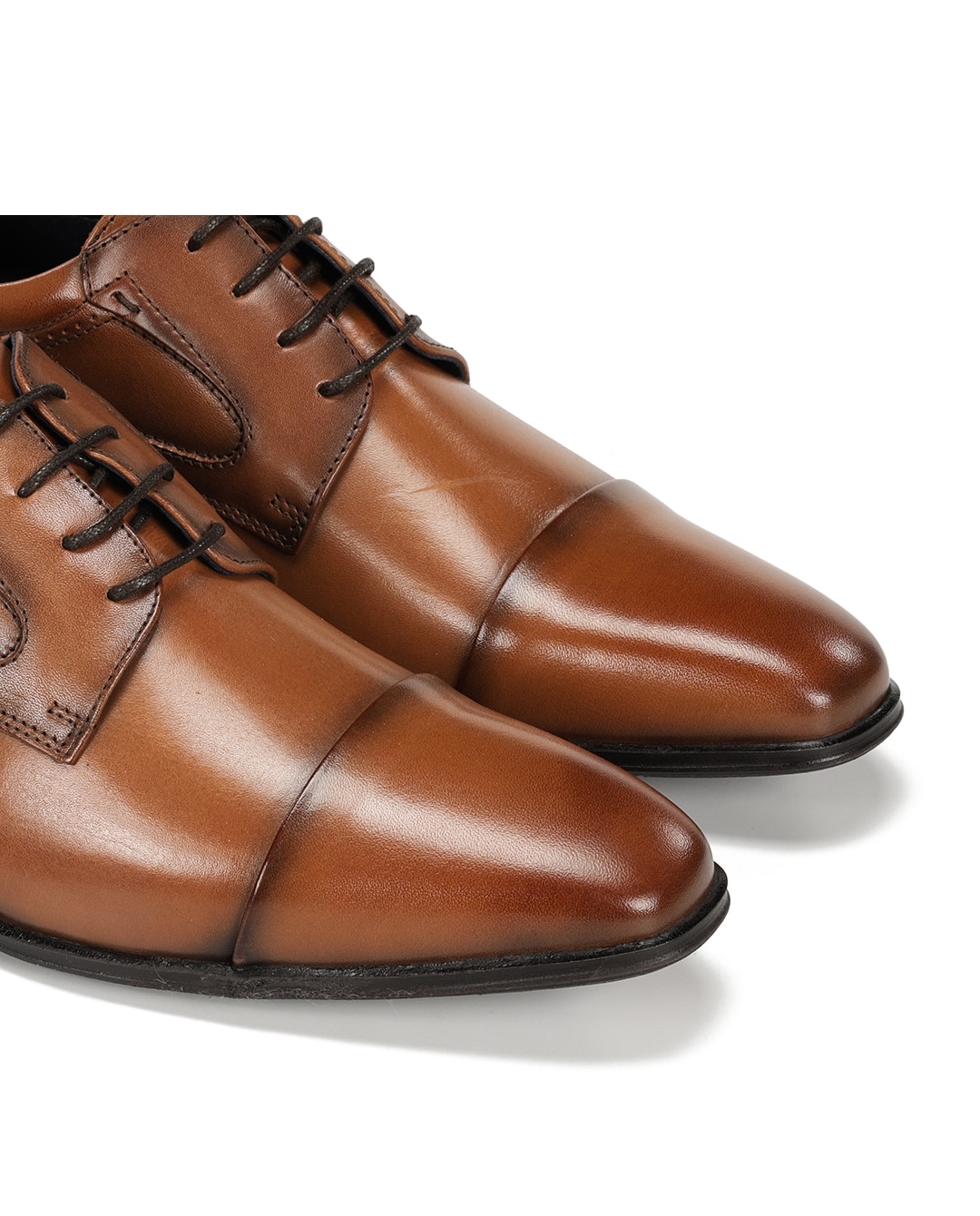 Sapatos de Cordões Fabricados em Pele Castanho-6