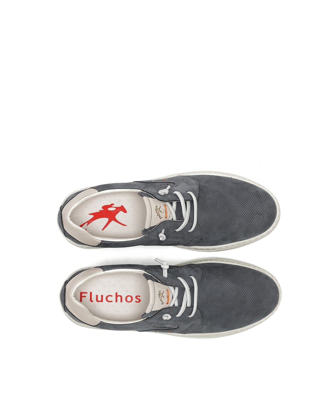 Sapatos de Cordões Fabricados em Nobuck Azul-5