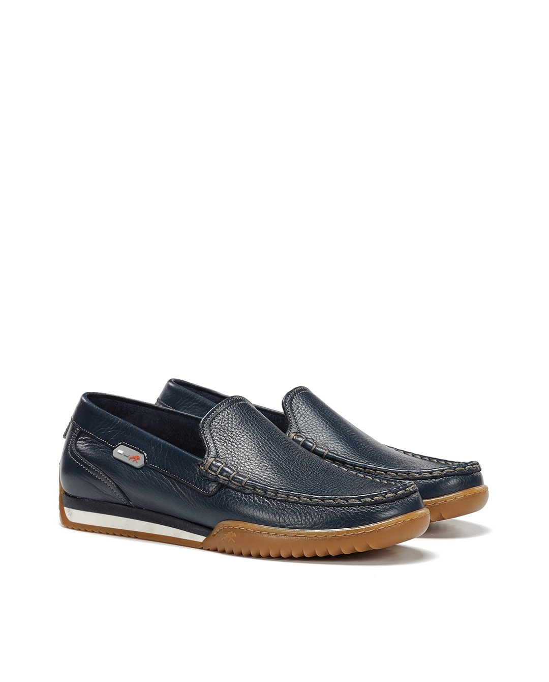 Mocassins Fabricados em Pele Azul-2