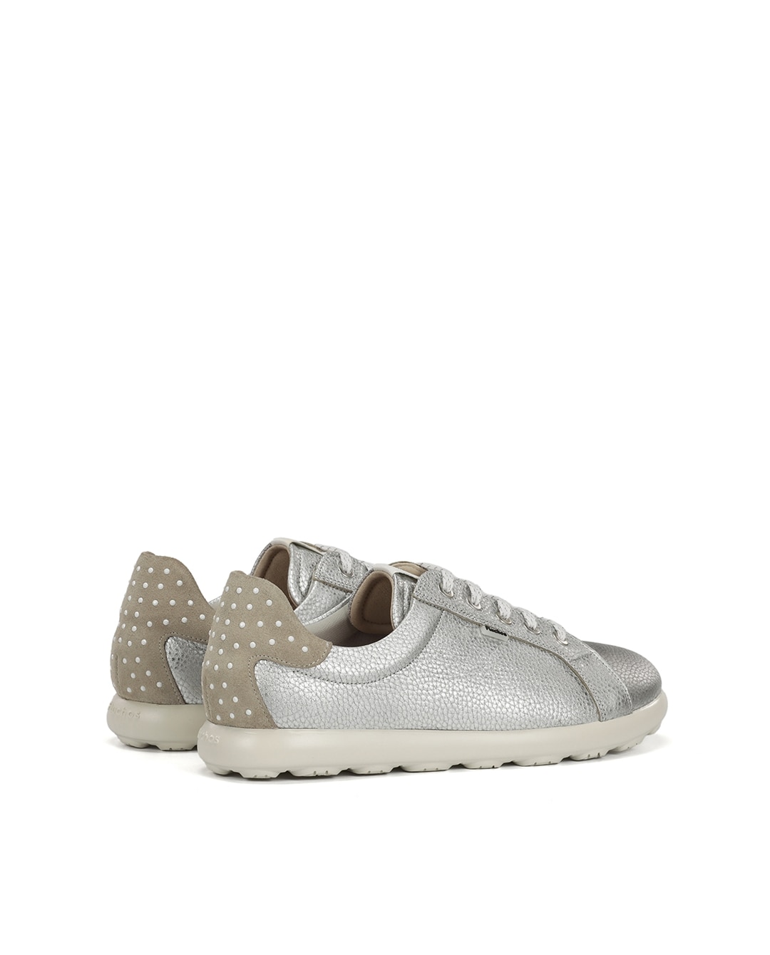 Sapatos de Cordões Fabricados em Pele Prata-3