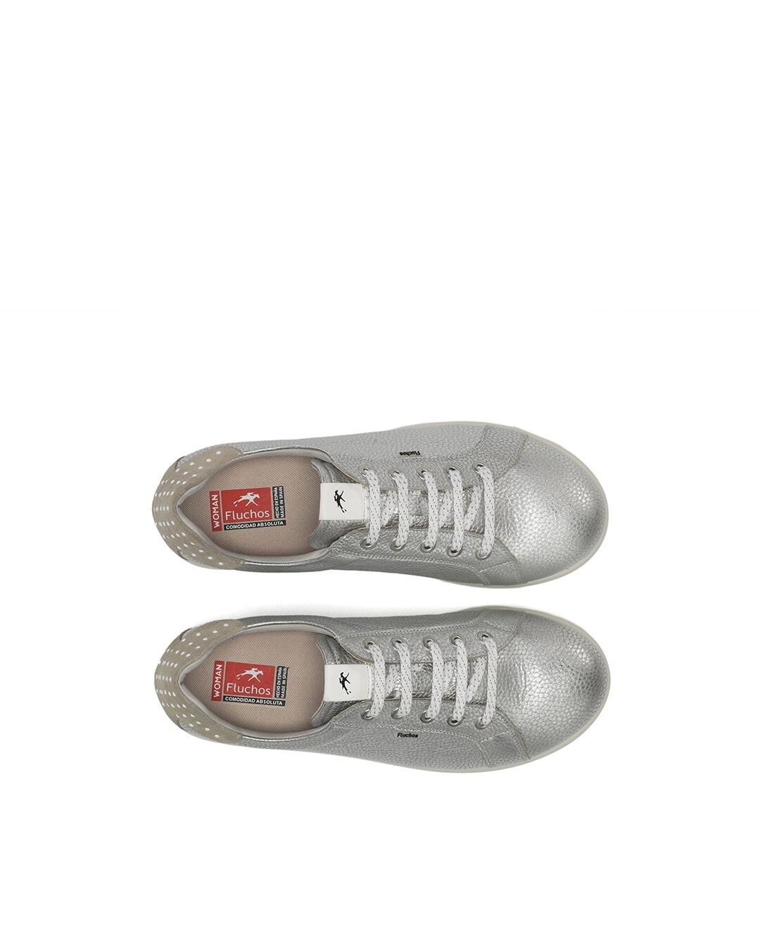 Sapatos de Cordões Fabricados em Pele Prata-5