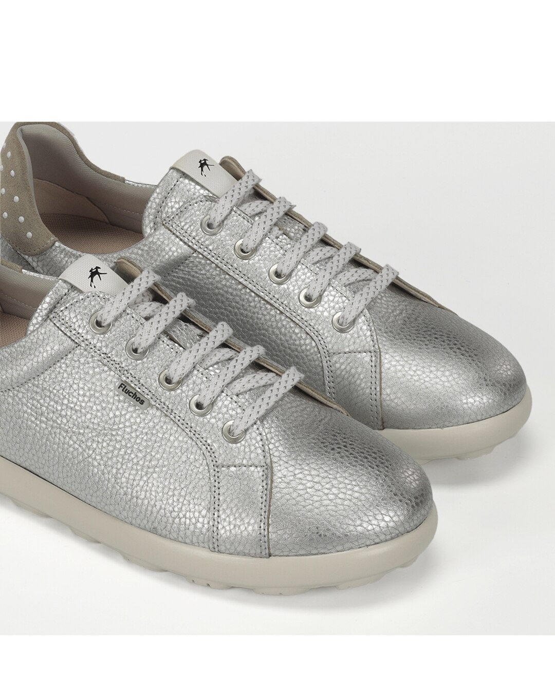 Sapatos de Cordões Fabricados em Pele Prata-6