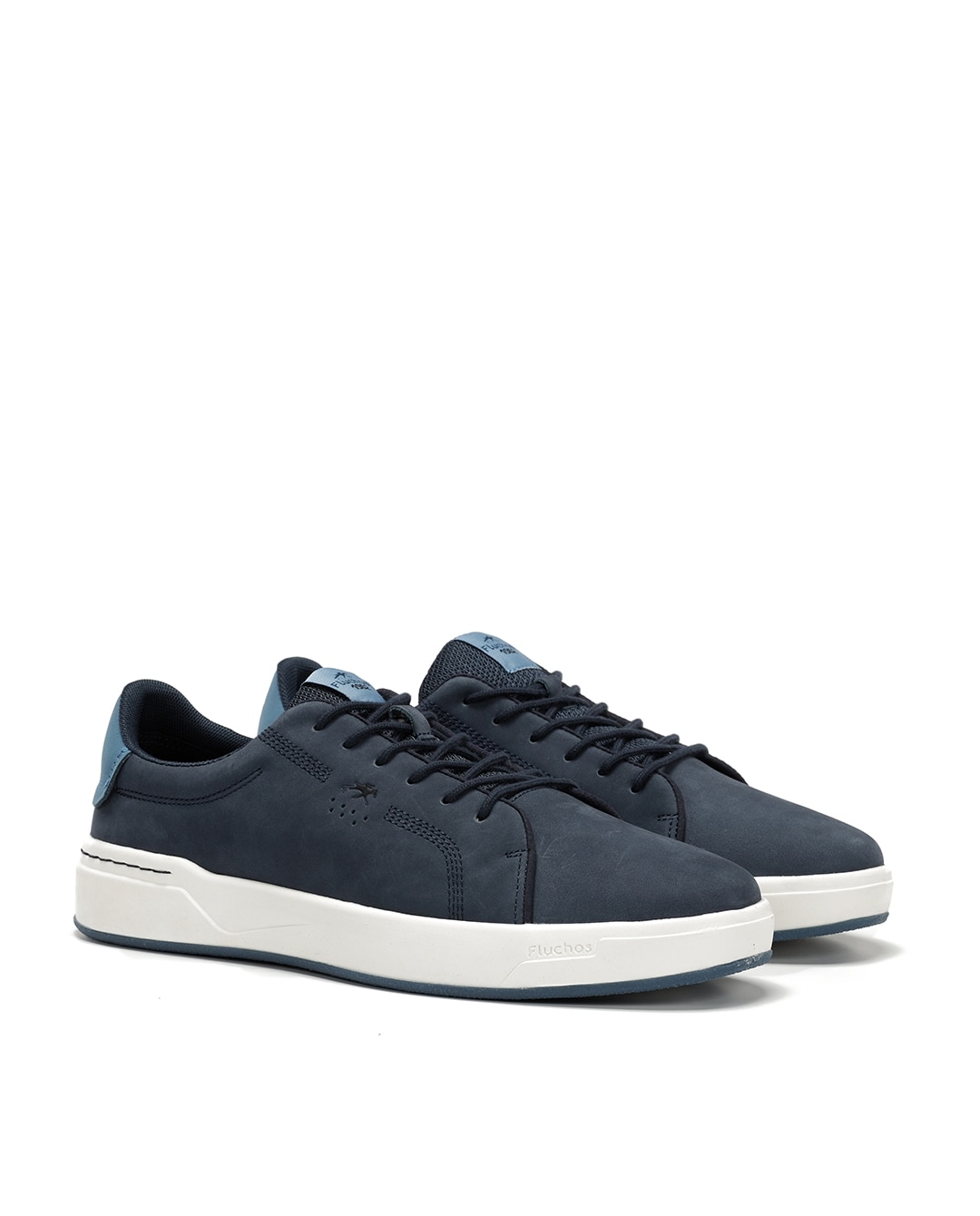 Sapatos de Cordões Fabricados em Nobuck Azul-2