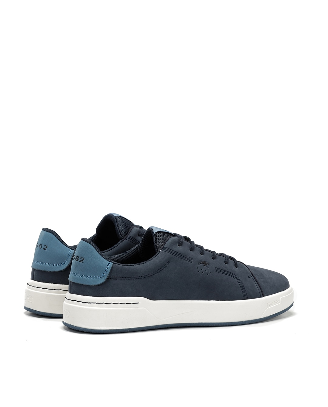 Sapatos de Cordões Fabricados em Nobuck Azul-3