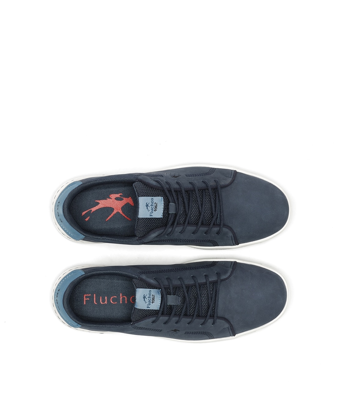 Sapatos de Cordões Fabricados em Nobuck Azul-5