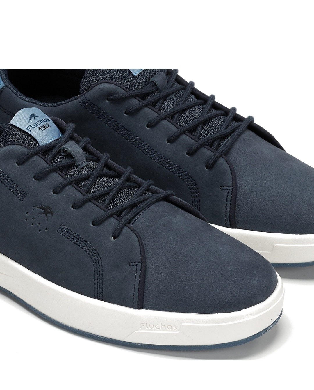 Sapatos de Cordões Fabricados em Nobuck Azul-6