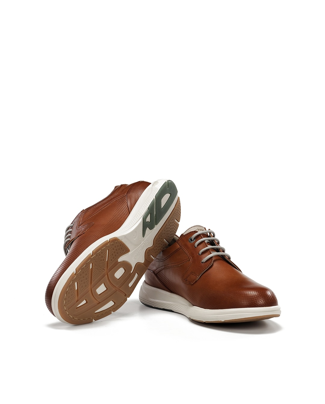 Sapatos de Cordões Fabricados em Pele Castanho-4