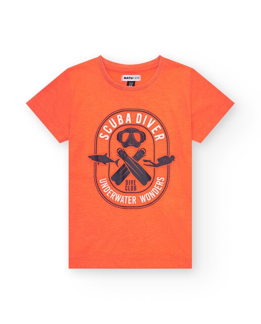 Imagem 0 de T-shirt Infantil de Manga Curta com Estampado de Mergulho Frontal