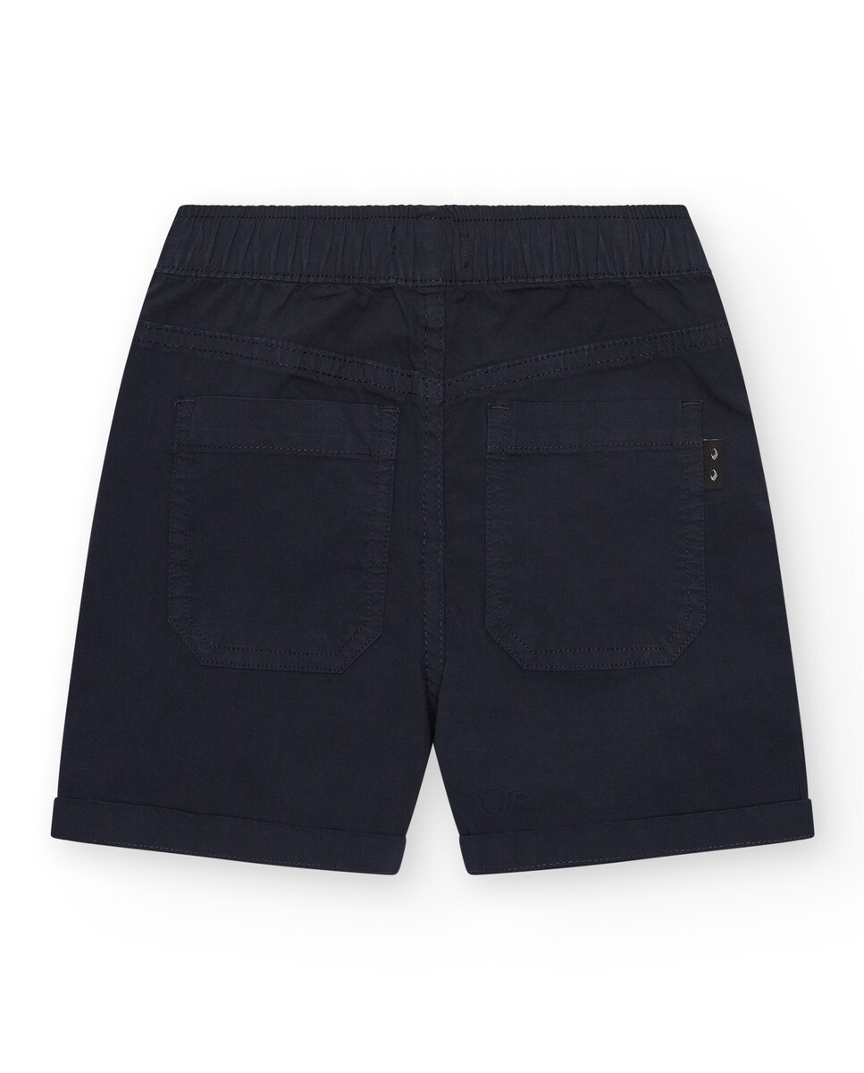 Bermuda Infantil com Cintura Elástica e Cordão Multicolor Azul-marinho-2