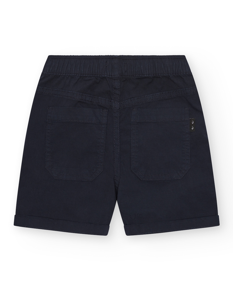 Bermuda Infantil com Cintura Elástica e Cordão Multicolor Azul-marinho-2