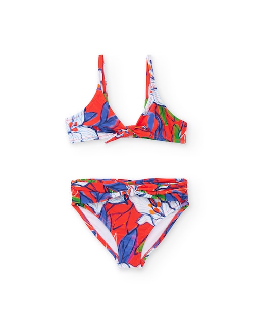 Imagem 0 de Biquíni Infantil com Estampado Floral e Laçadas