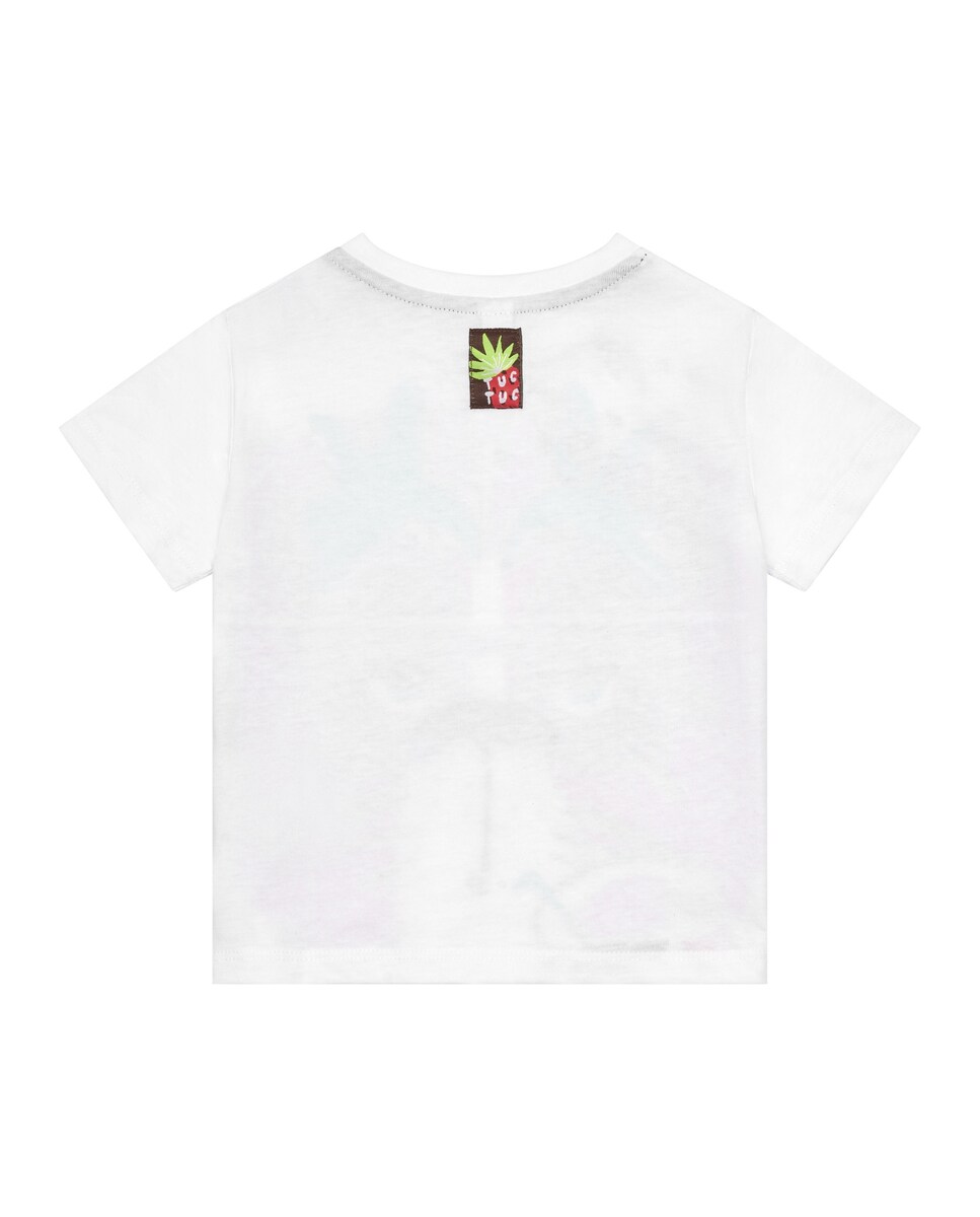 Conjunto Infantil de T-shirt com Tigre e Bermudas Lisa Branco-3