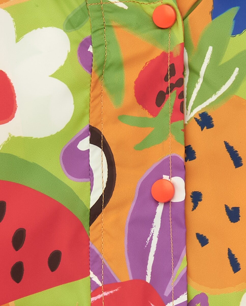Impermeável Infantil Estampado com Capuz e Fecho Zip Multicolor-3