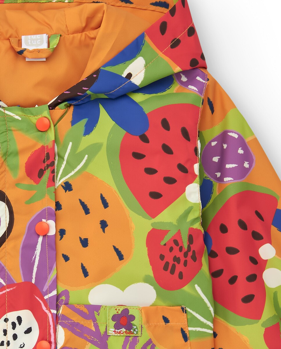 Impermeável Infantil Estampado com Capuz e Fecho Zip Multicolor-5