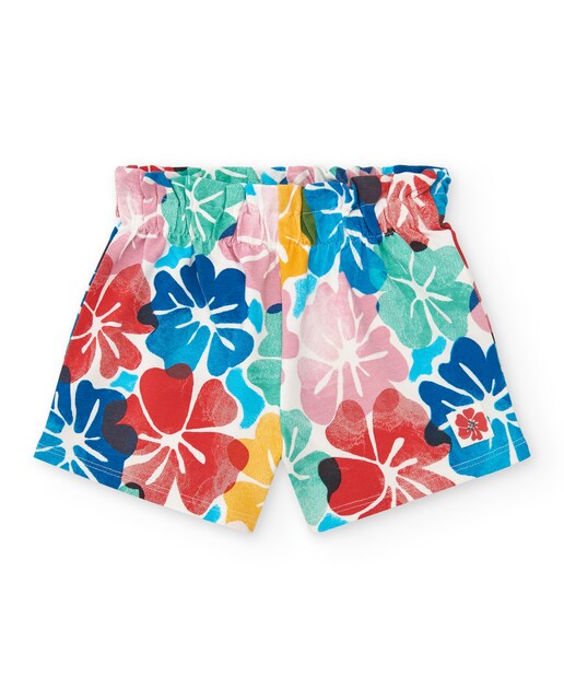 Imagem 0 de Calções Infantis com Estampado Floral e Cintura Elástica