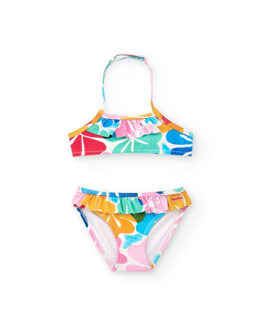 Imagem 0 de Biquíni Infantil com Estampado Floral e Folhos