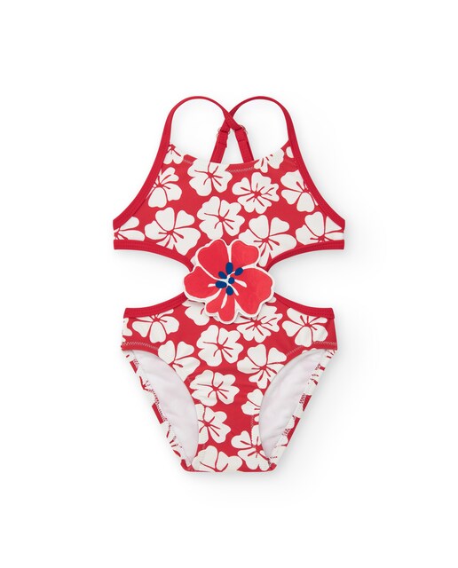 Imagem 0 de Triquíni Infantil com Estampado e Aplique de Flor