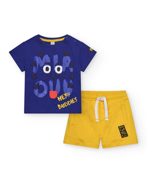 Imagem 0 de Conjunto para Bebé com T-shirt Azul e Calças Curtas Amarelas