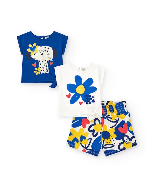 Imagem 0 de Conjunto Infantil de Duas T-shirts e Calções Estampados