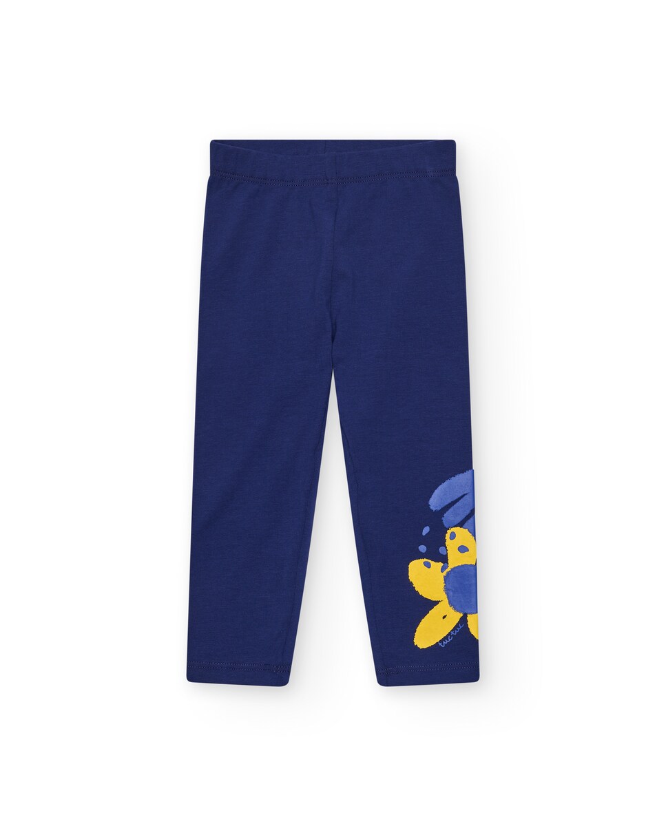 Leggings para Bebé com Cintura Elástica e Estampado Posicional Azul-marinho-1