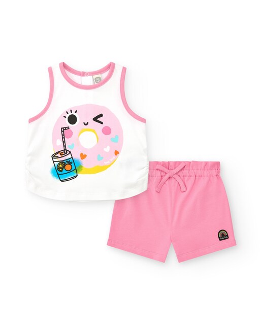 Imagem 0 de Conjunto Infantil com T-shirt sem Mangas e Calções com Laço Decorativo