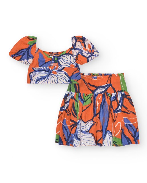 Imagem 0 de Conjunto Infantil de Camisa Curta e Saia com Estampado Floral