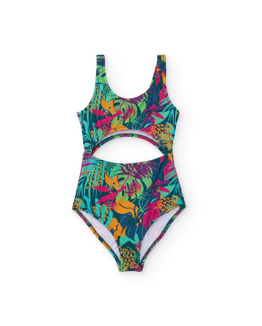 Imagem 0 de Fato de Banho Infantil com Estampado Tropical e Abertura