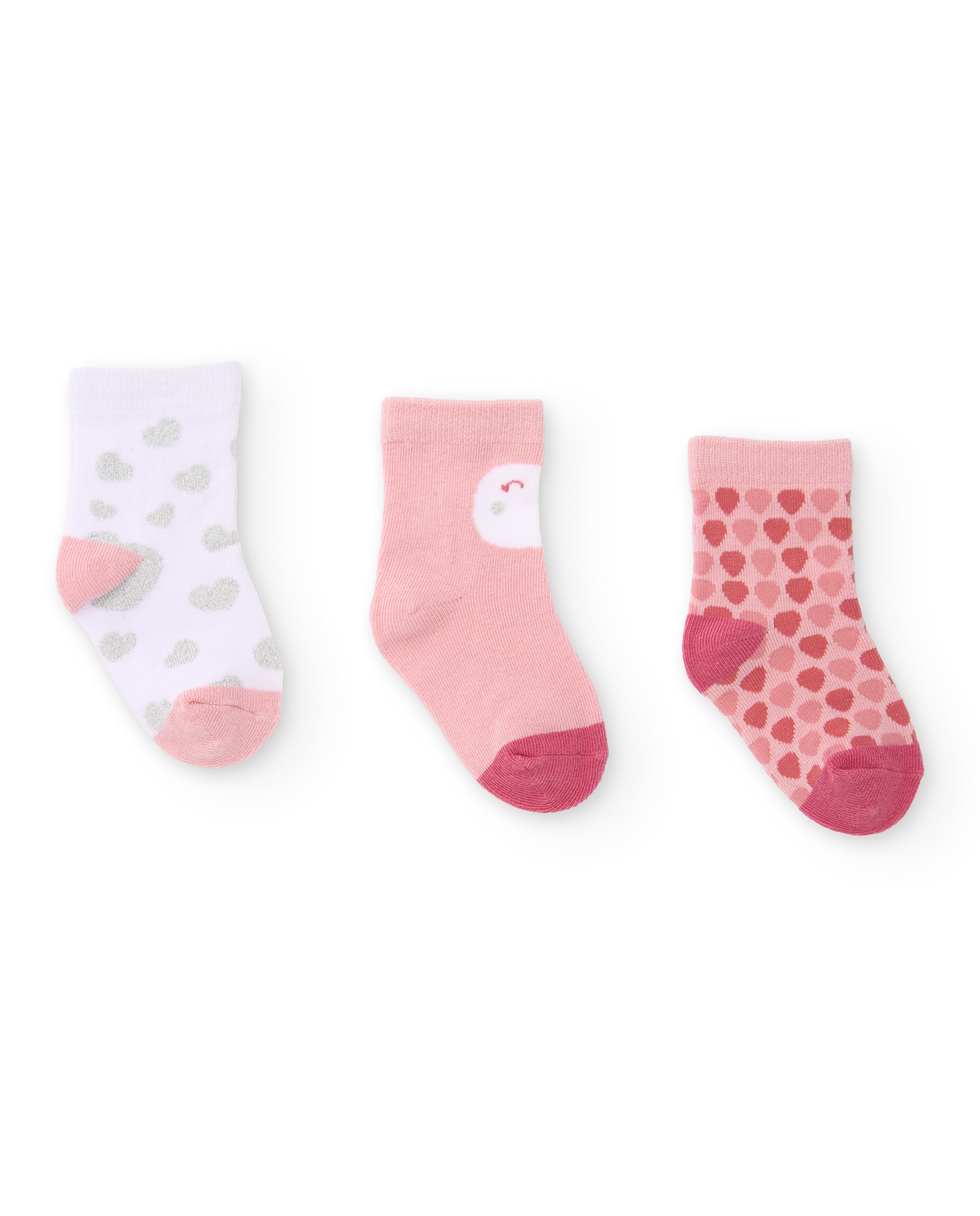 Imagem 0 de Set de 3 Pares de Meias para Bebé em Rosa e Branco com Corações