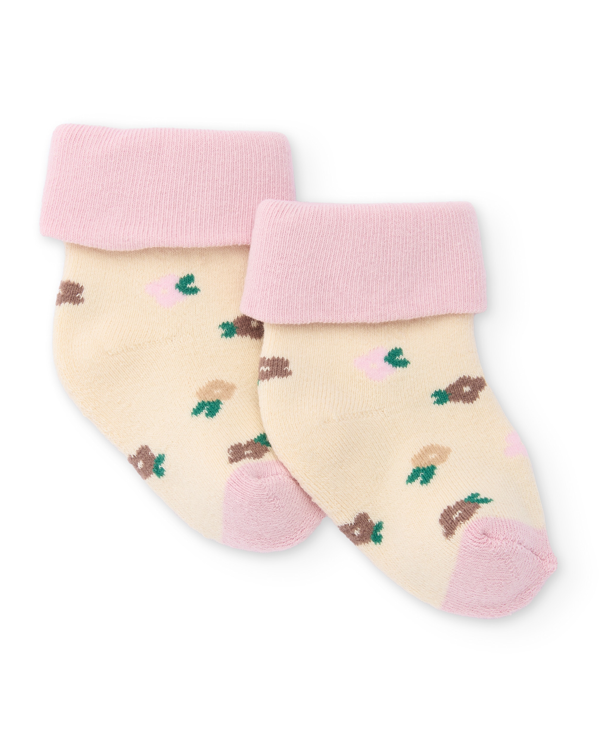 Imagem 0 de Meias de Bebé em Creme e Rosa com Estampado Floral