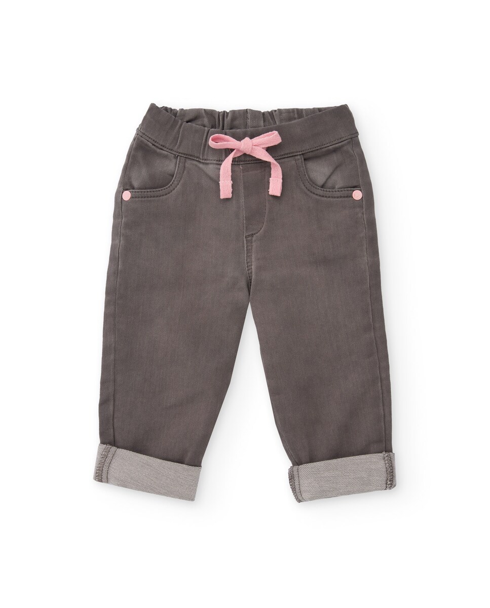 Conjunto para Bebé de Blusa Rosa com Estampado de Pinguim e Calças em Cinzento Rosa-7